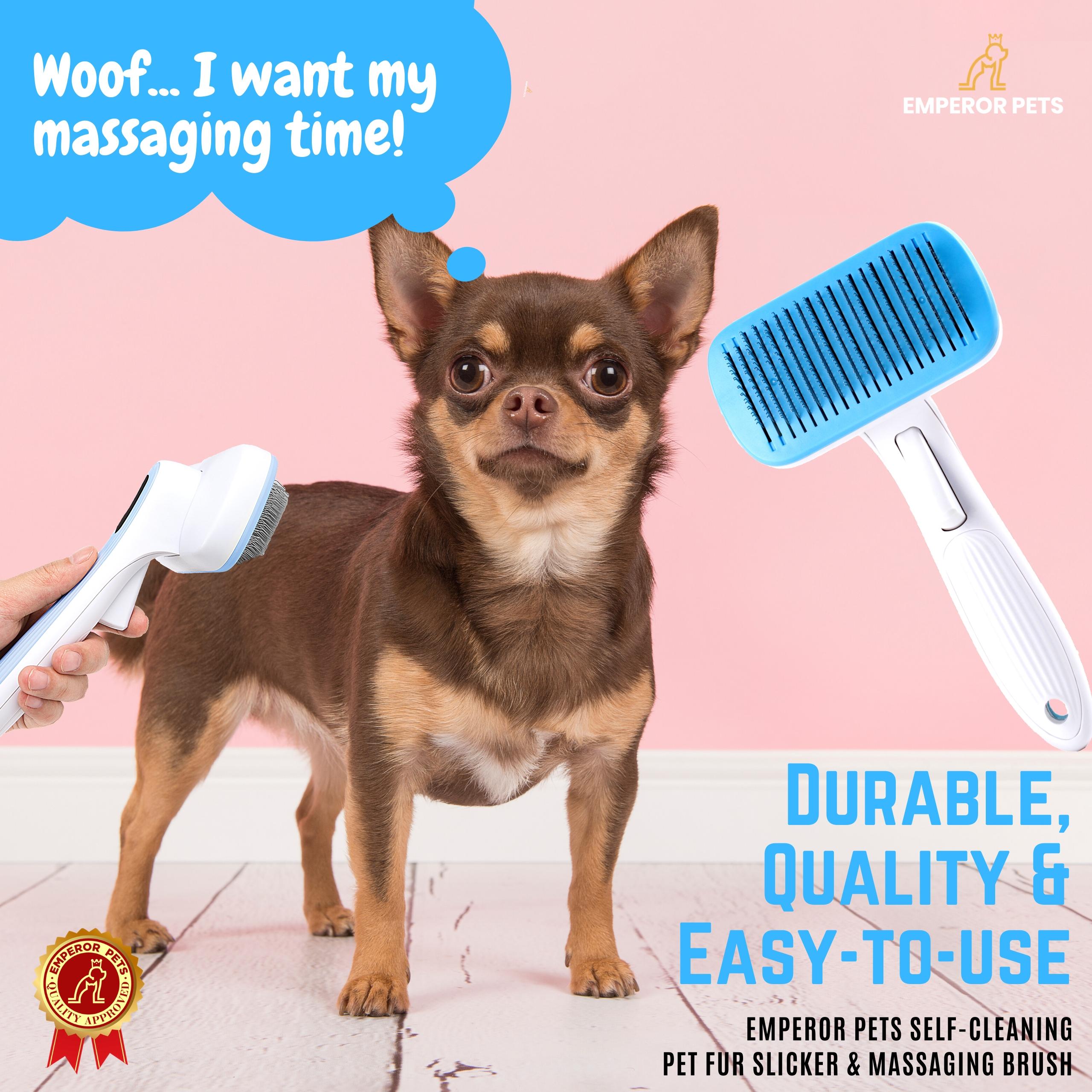Emperor Pets Self Cleaning Pet Fur Slicker Brush for Long Fur Pets, Dog Brush, Cat Brush, Blue Color - Image 8 Photography