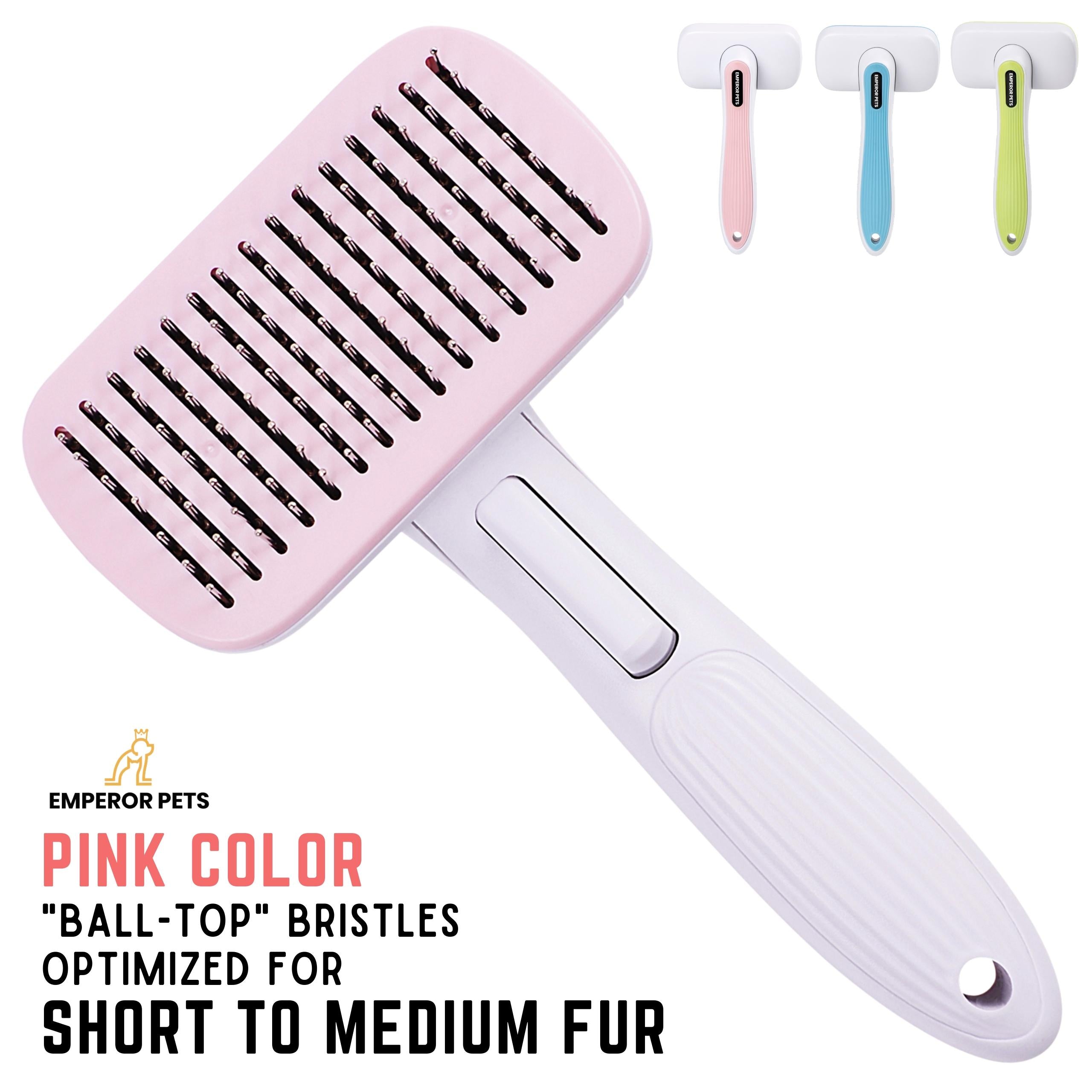 Emperor Pets Self Cleaning Pet Fur Slicker Brush for Short Fur Pets, Dog Brush, Cat Brush, Pink Color - Image 1 Main