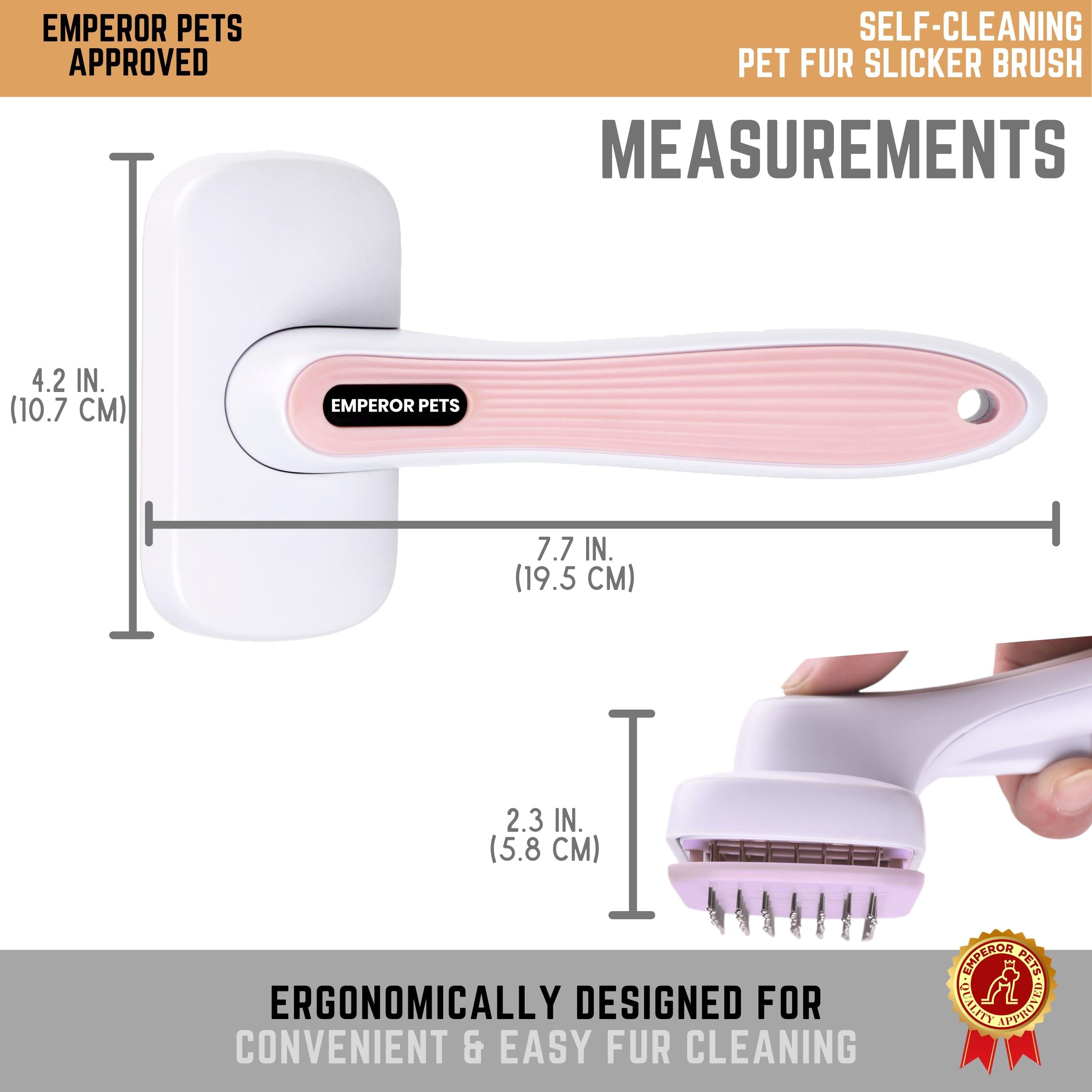 Emperor Pets Self Cleaning Pet Fur Slicker Brush for Short Fur Pets, Dog Brush, Cat Brush, Pink Color - Image 4 Main Features