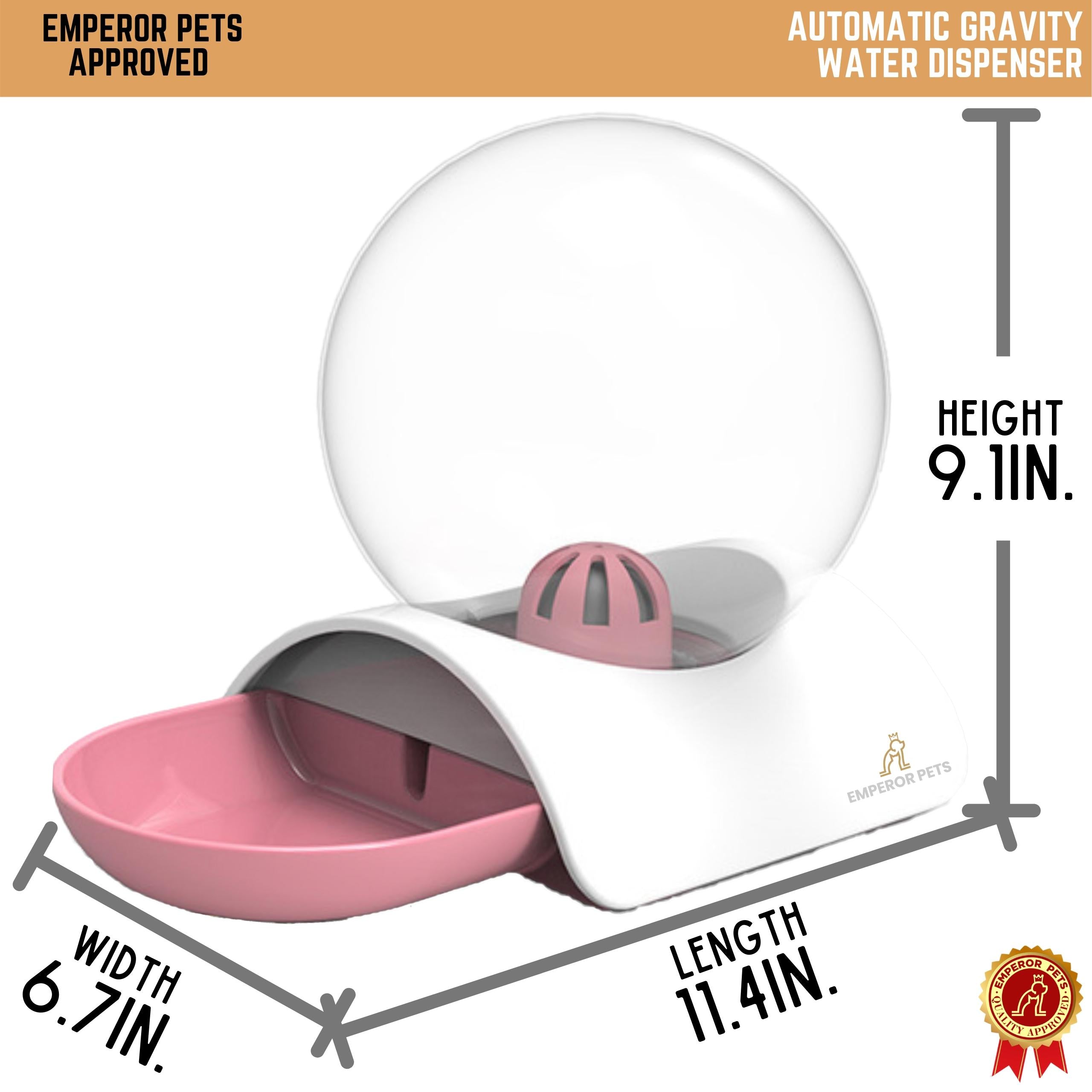 Emperor Pets Automatic Pet Water Dispenser, Automatic Gravity Type, 0.74 Gallon, Pink Color - Image 4 Measurements