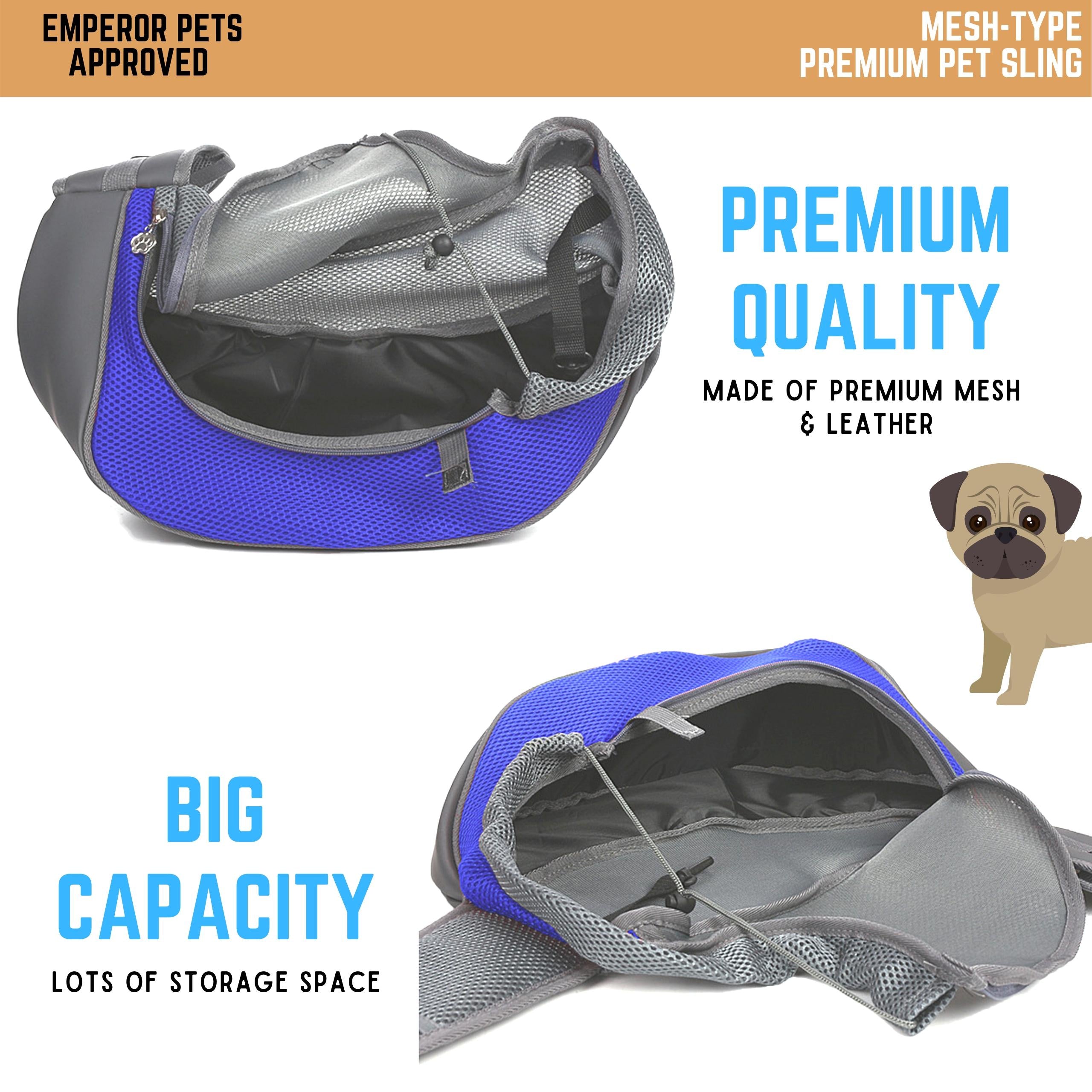 Emperor Pets Pet Sling Carrier Mesh Type, Dog Carrier, Pet Carrier, Blue Color - Image 2 Highlight