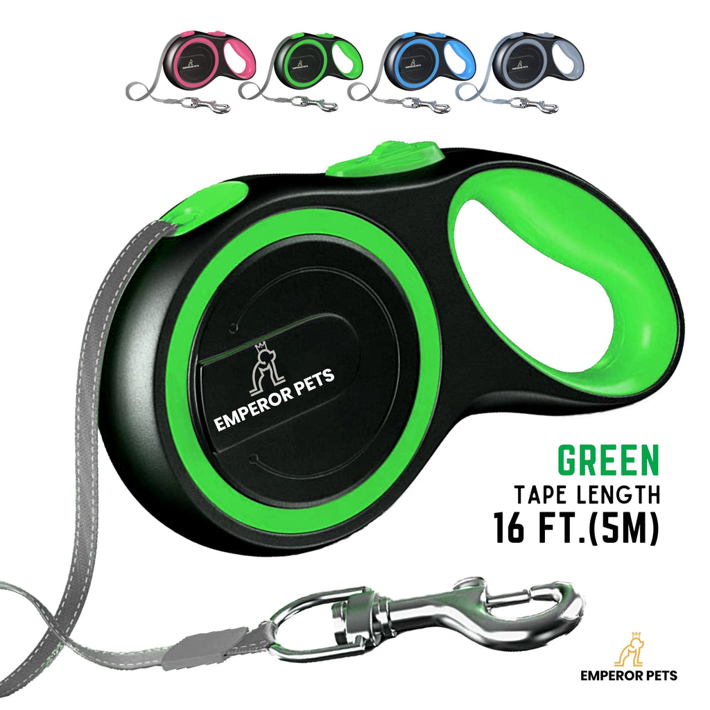 Emperor Pets Retractable Pet Leash Tape Length 16ft 5m Green Color, Durable Retractable Dog Leash - Image 1 Main