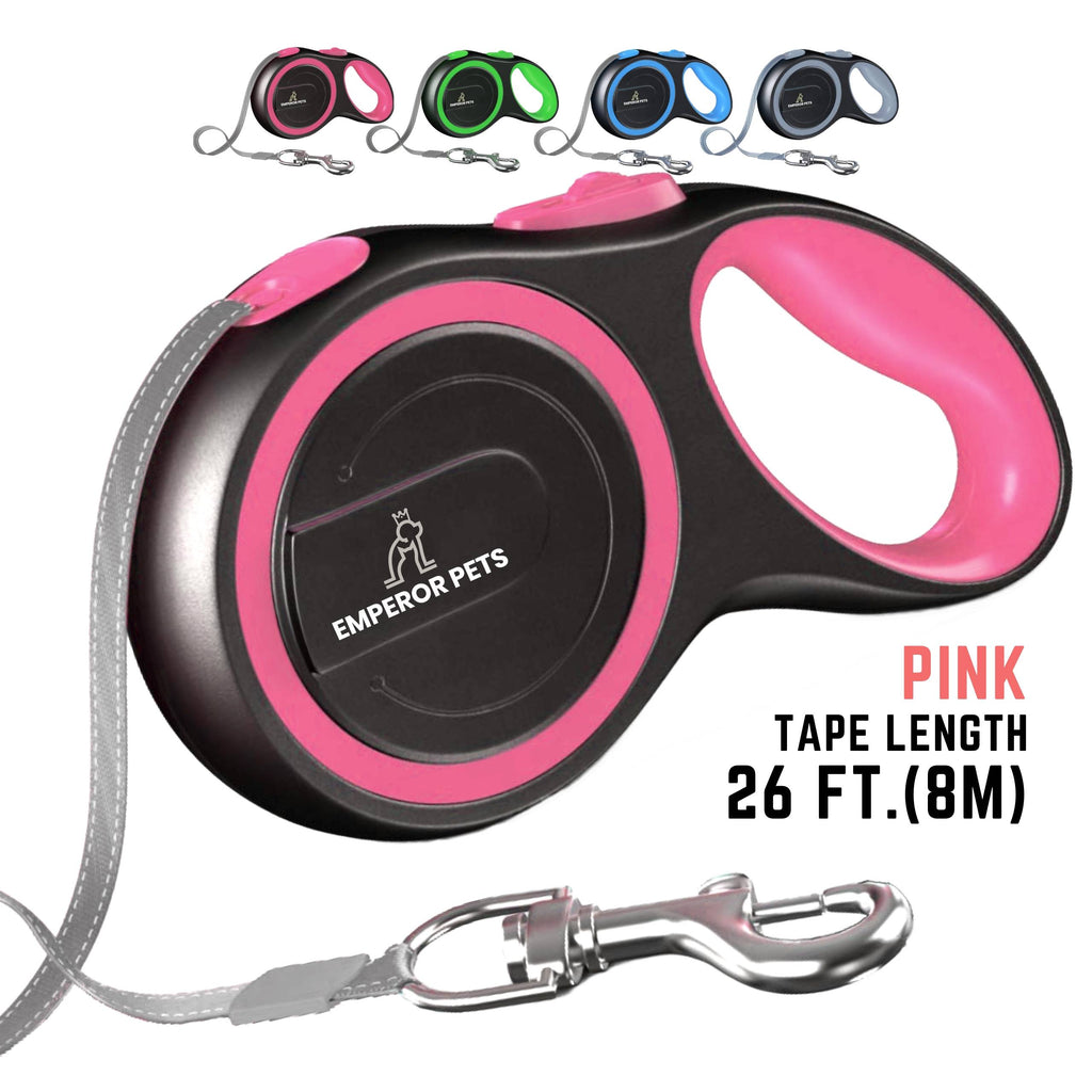 Emperor Pets Retractable Pet Leash Tape Length 26ft 8m Pink Color, Durable Retractable Dog Leash - Image 1 Main