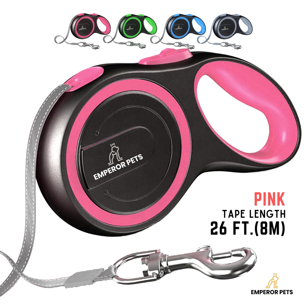 Emperor Pets Retractable Pet Leash Tape Length 16ft 5m Pink Color, Durable Retractable Dog Leash - Image 1 Main